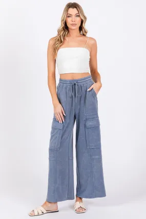 Denim Stretched Mineral Washed Cargo Pants