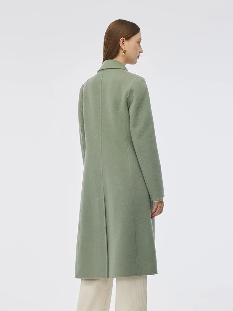 100% Wool Double-Faced Back Slit Women Overcoat