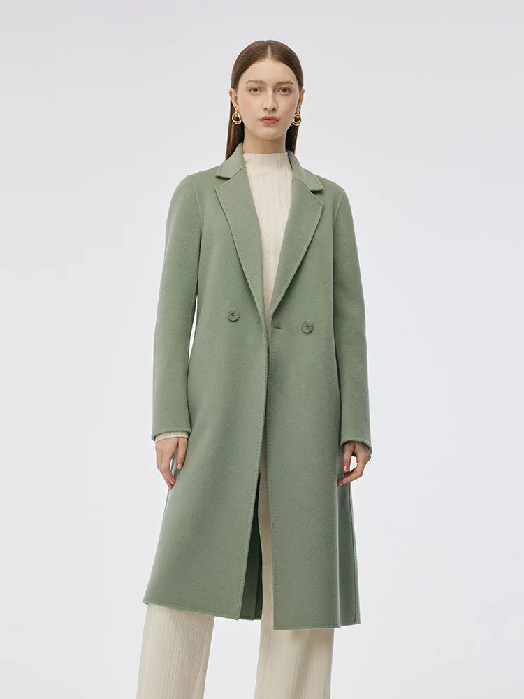 100% Wool Double-Faced Back Slit Women Overcoat