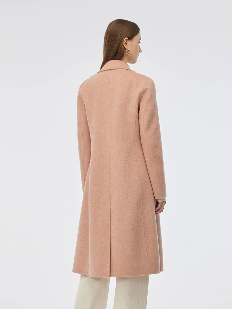 100% Wool Double-Faced Back Slit Women Overcoat