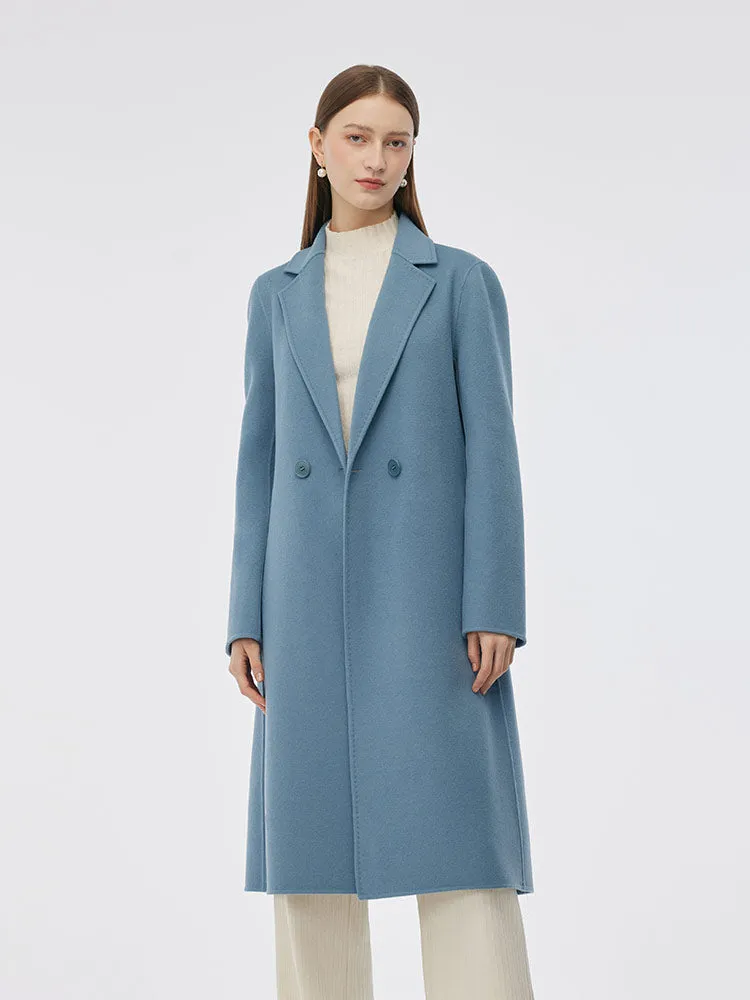 100% Wool Double-Faced Back Slit Women Overcoat