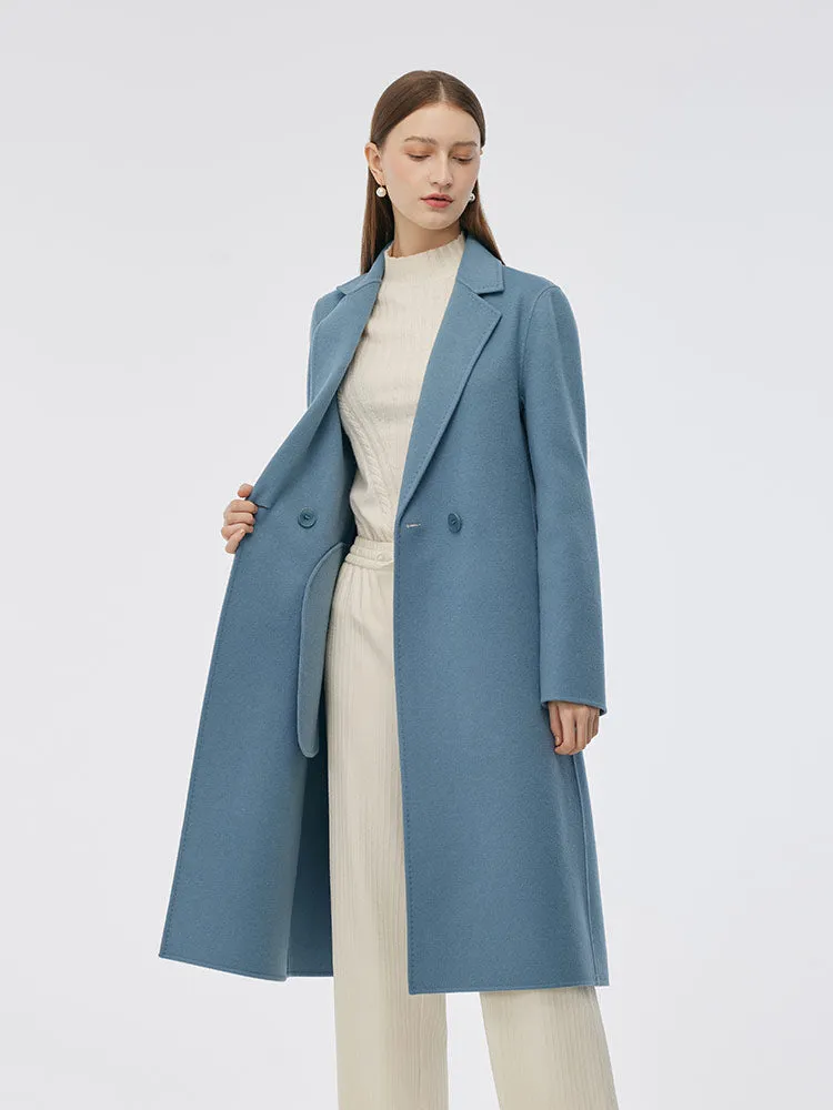 100% Wool Double-Faced Back Slit Women Overcoat