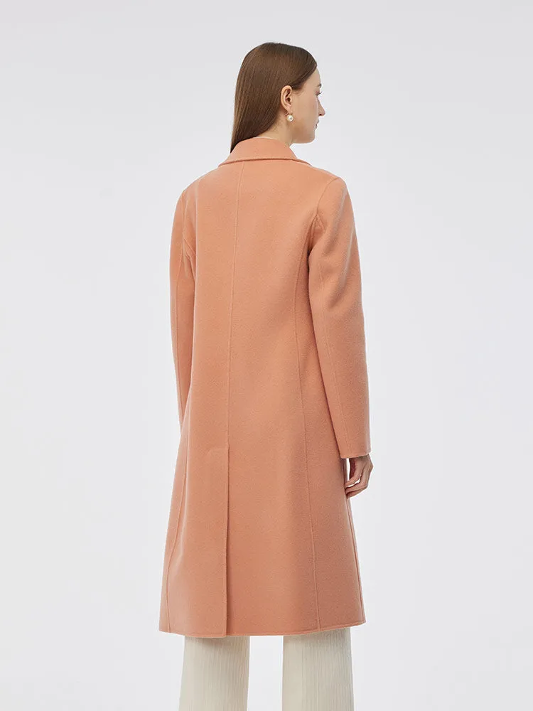 100% Wool Double-Faced Back Slit Women Overcoat