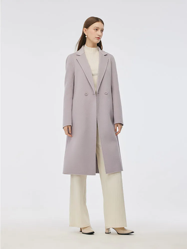 100% Wool Double-Faced Back Slit Women Overcoat