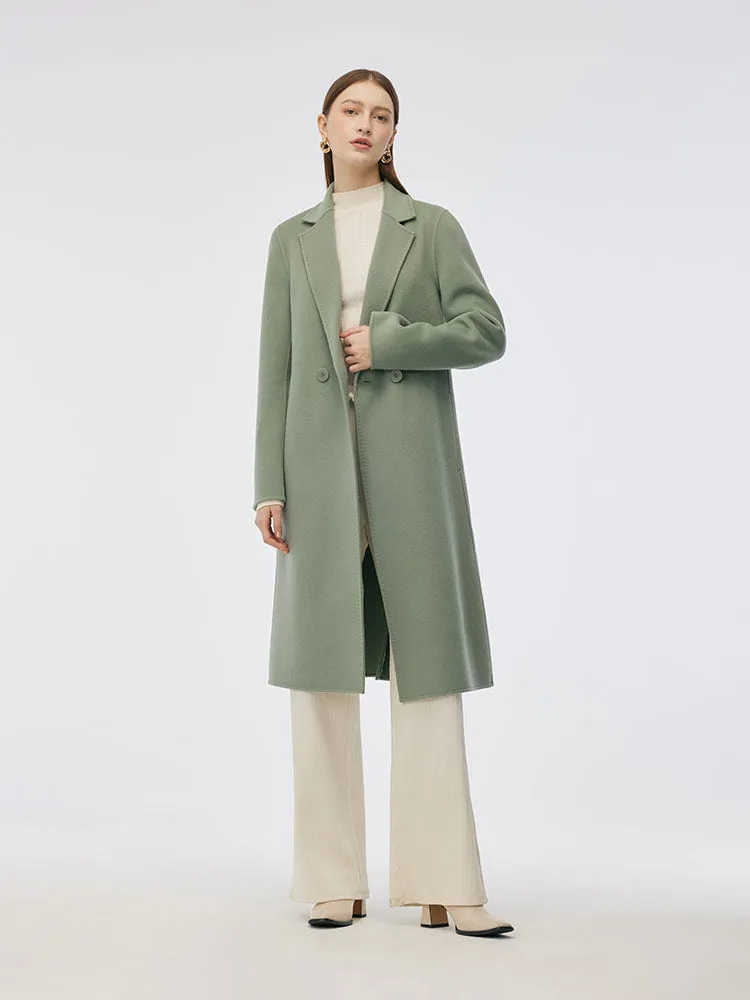 100% Wool Double-Faced Back Slit Women Overcoat