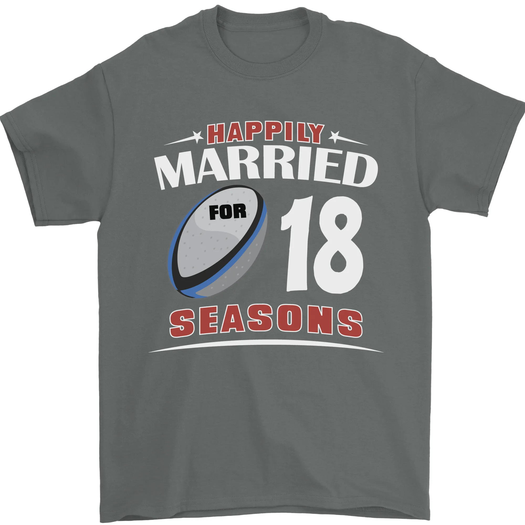 18 Year Wedding Anniversary 18th Rugby Mens T-Shirt 100% Cotton