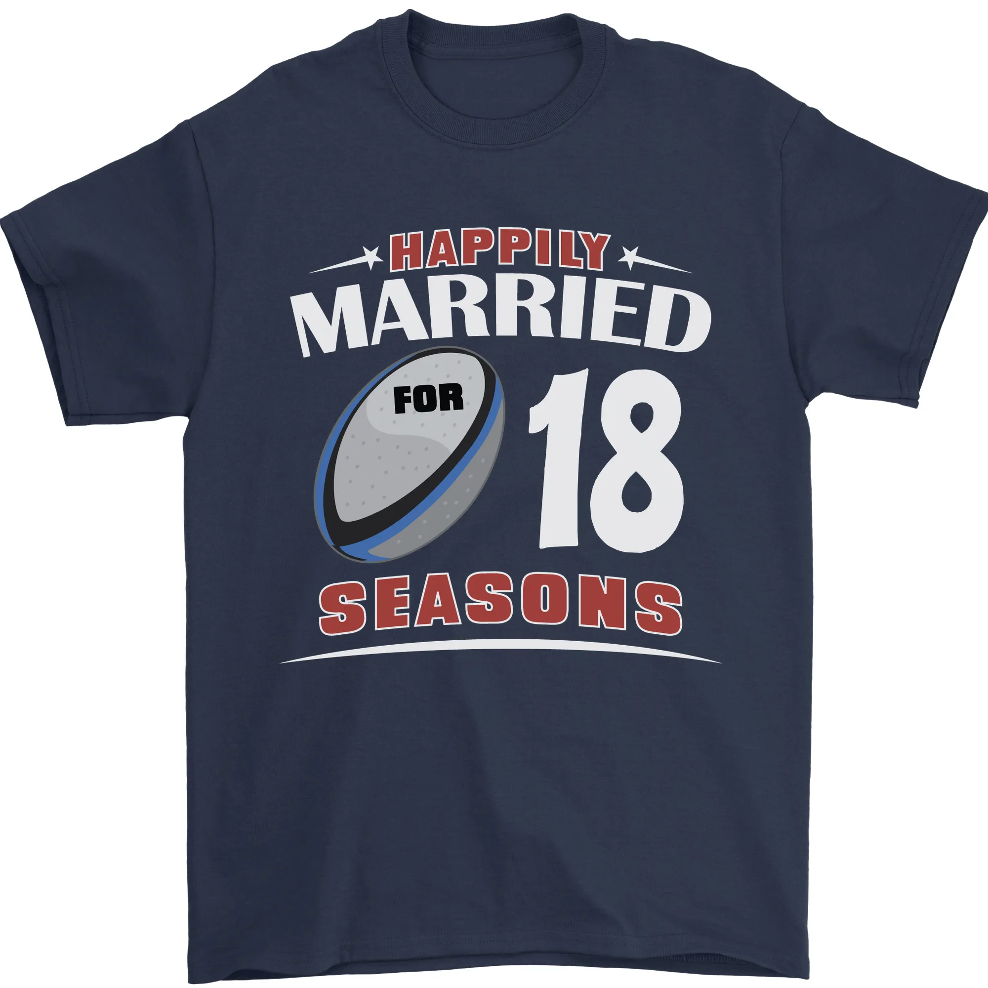 18 Year Wedding Anniversary 18th Rugby Mens T-Shirt 100% Cotton