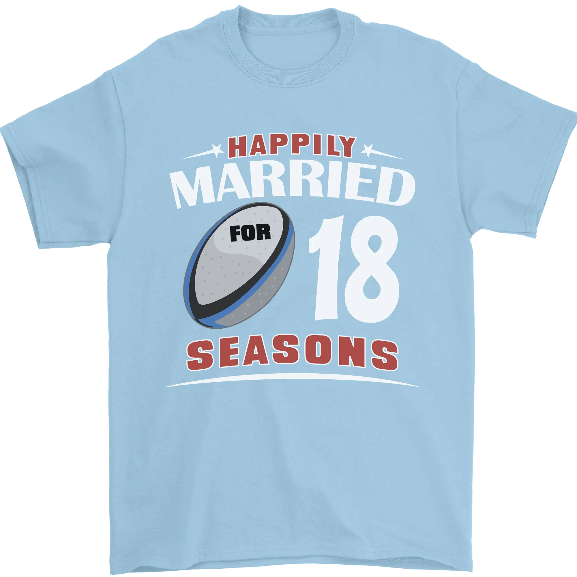 18 Year Wedding Anniversary 18th Rugby Mens T-Shirt 100% Cotton