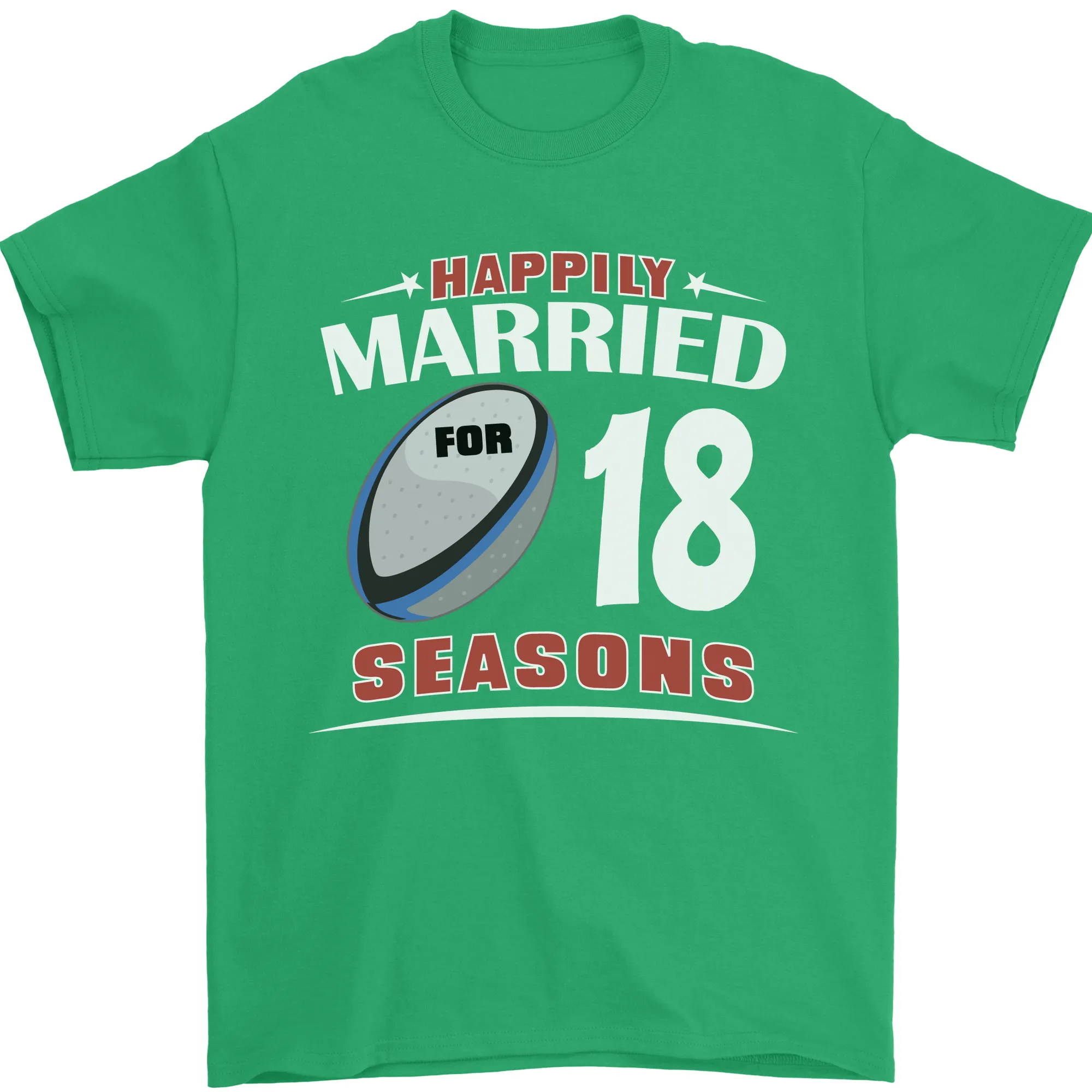 18 Year Wedding Anniversary 18th Rugby Mens T-Shirt 100% Cotton