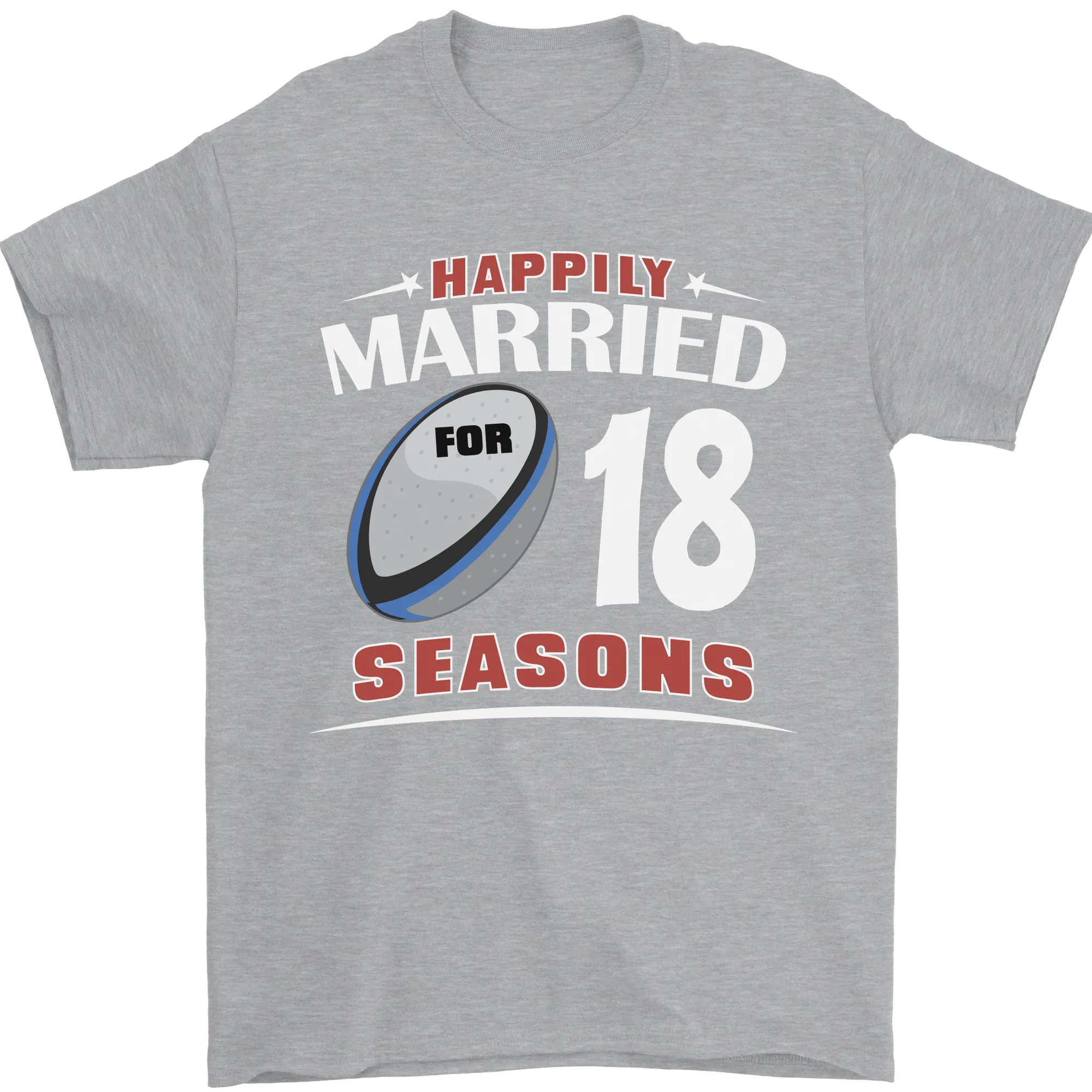 18 Year Wedding Anniversary 18th Rugby Mens T-Shirt 100% Cotton