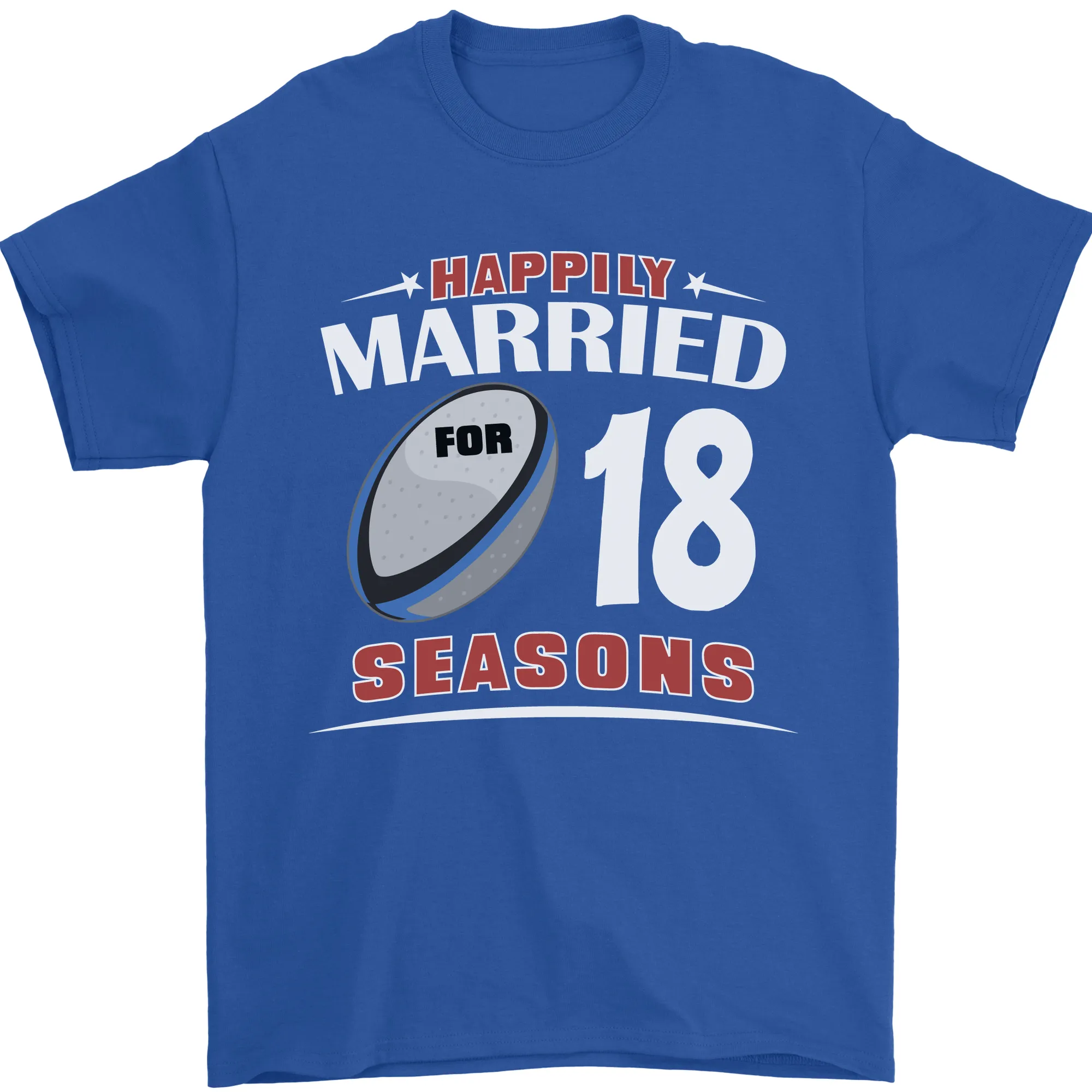 18 Year Wedding Anniversary 18th Rugby Mens T-Shirt 100% Cotton