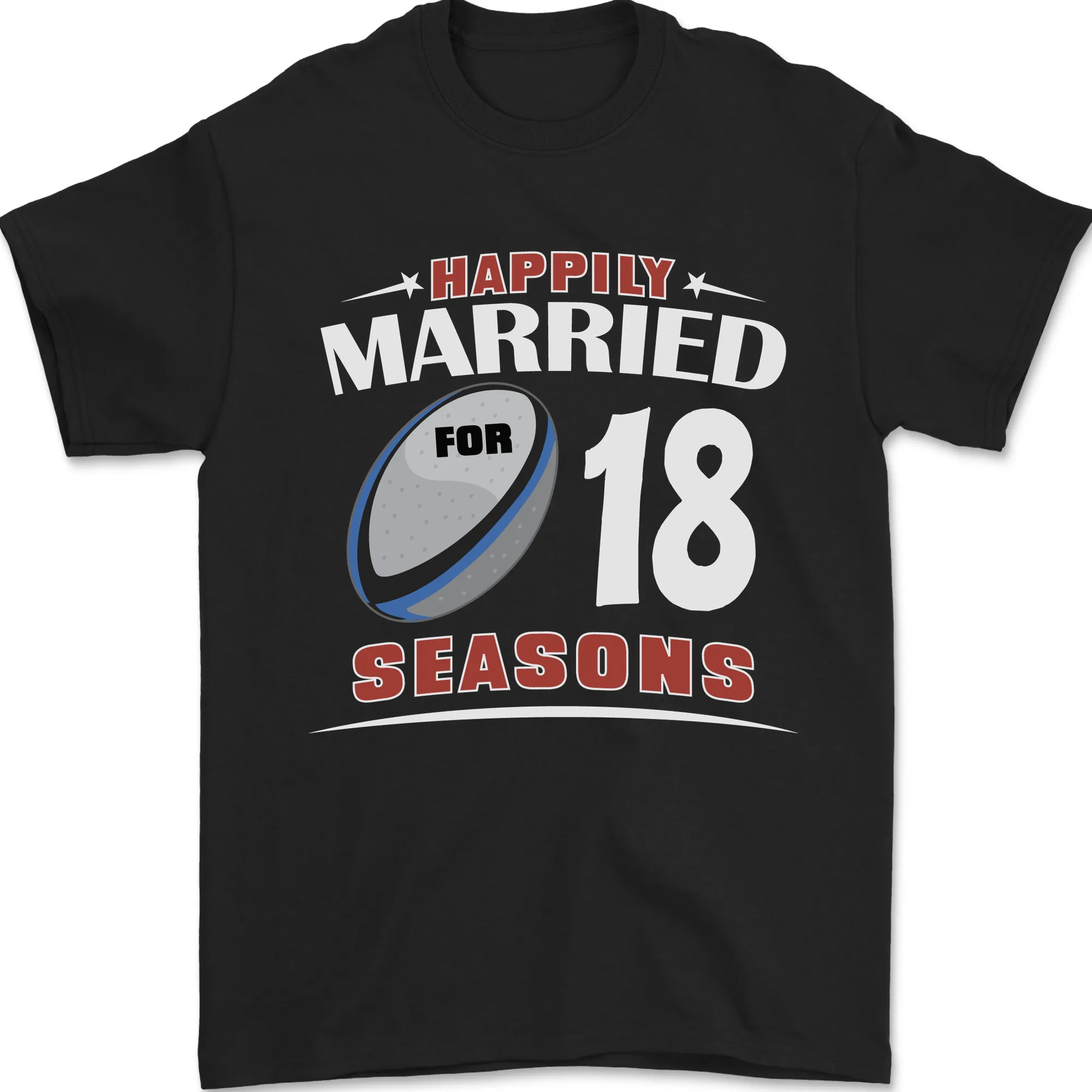 18 Year Wedding Anniversary 18th Rugby Mens T-Shirt 100% Cotton