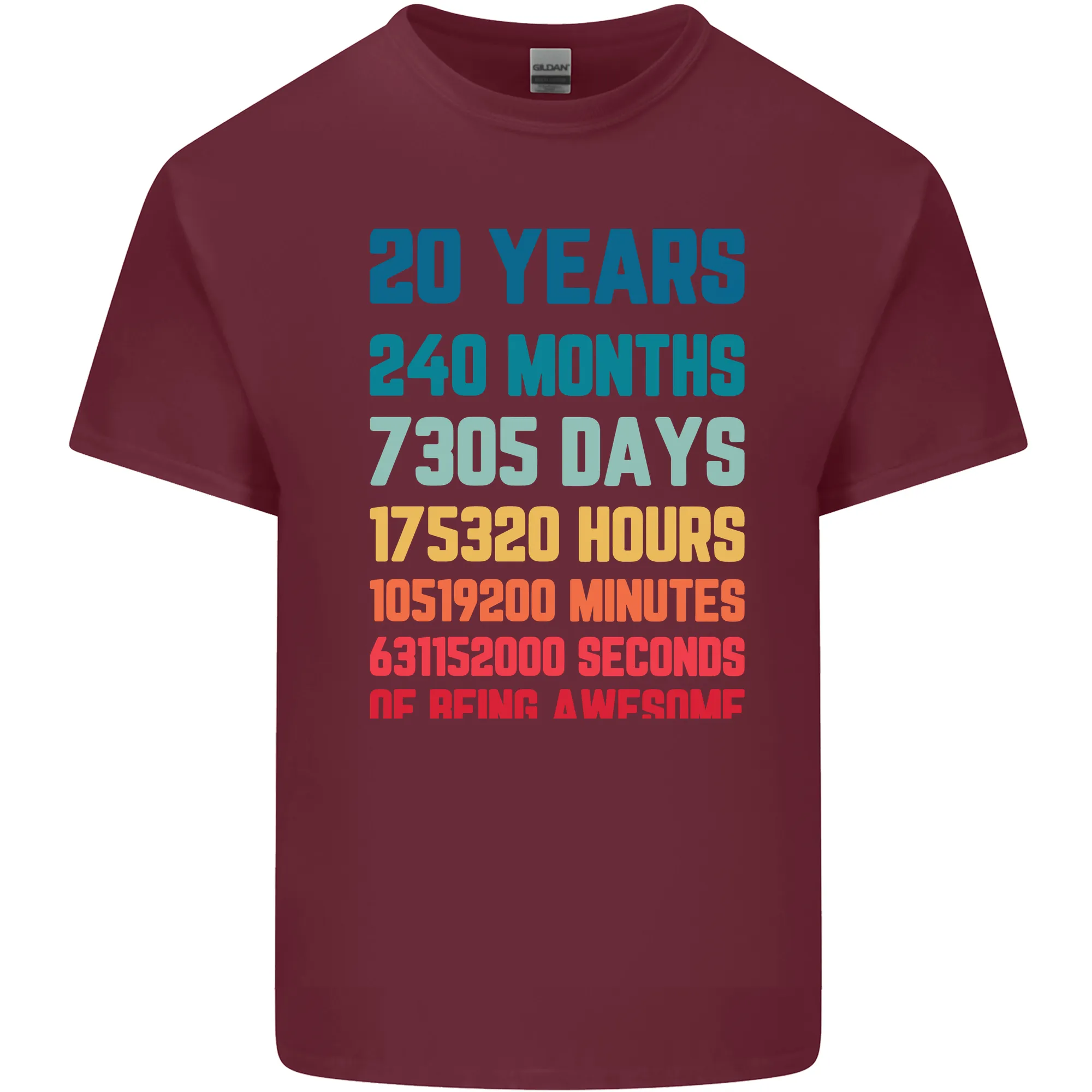 20th Birthday 20 Year Old Mens Light Cotton T-Shirt