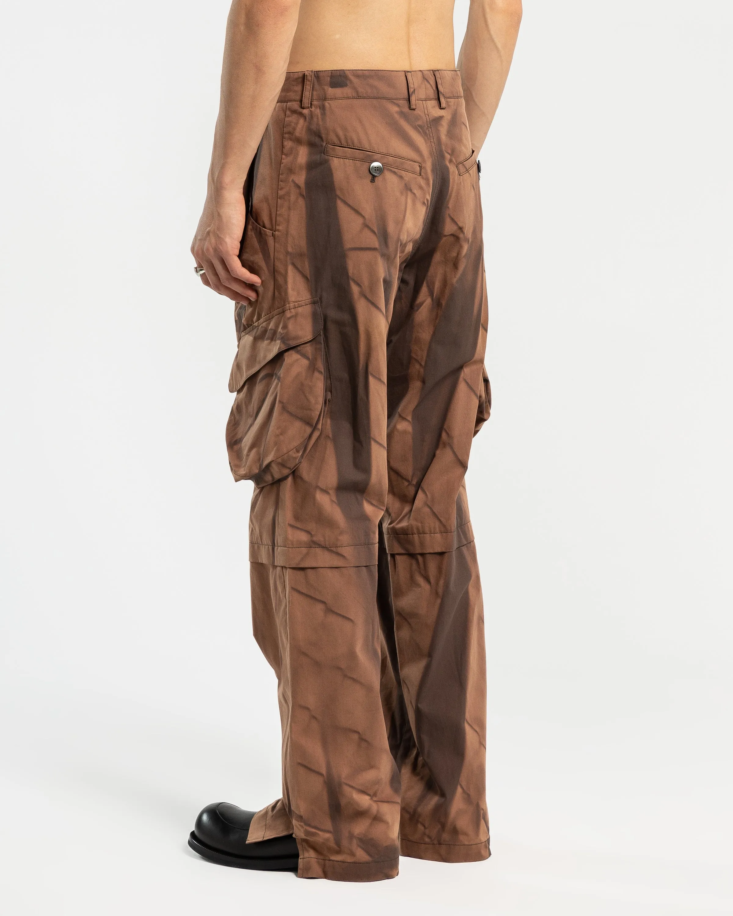 3D Pocket Layered Trousers in Brown