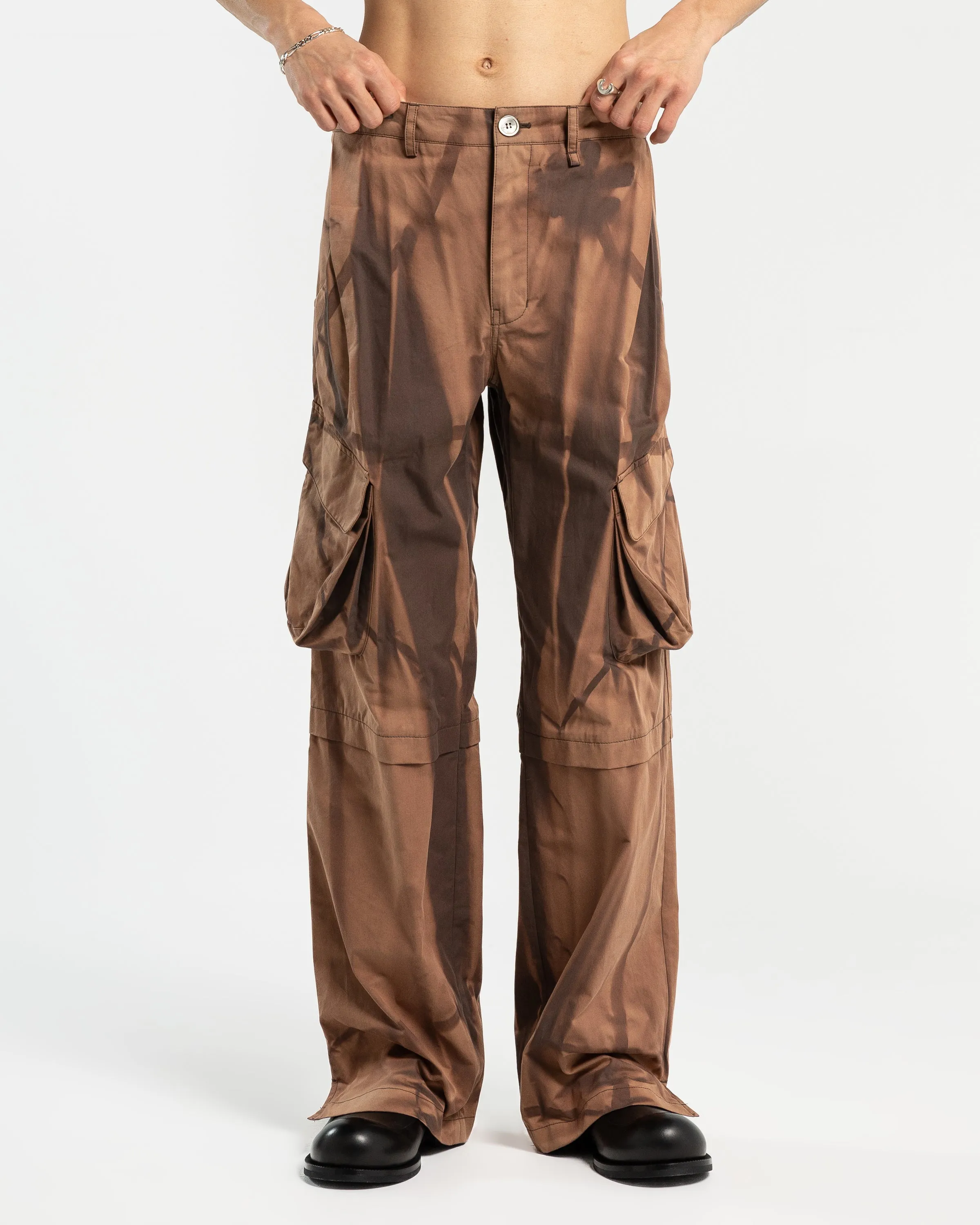 3D Pocket Layered Trousers in Brown