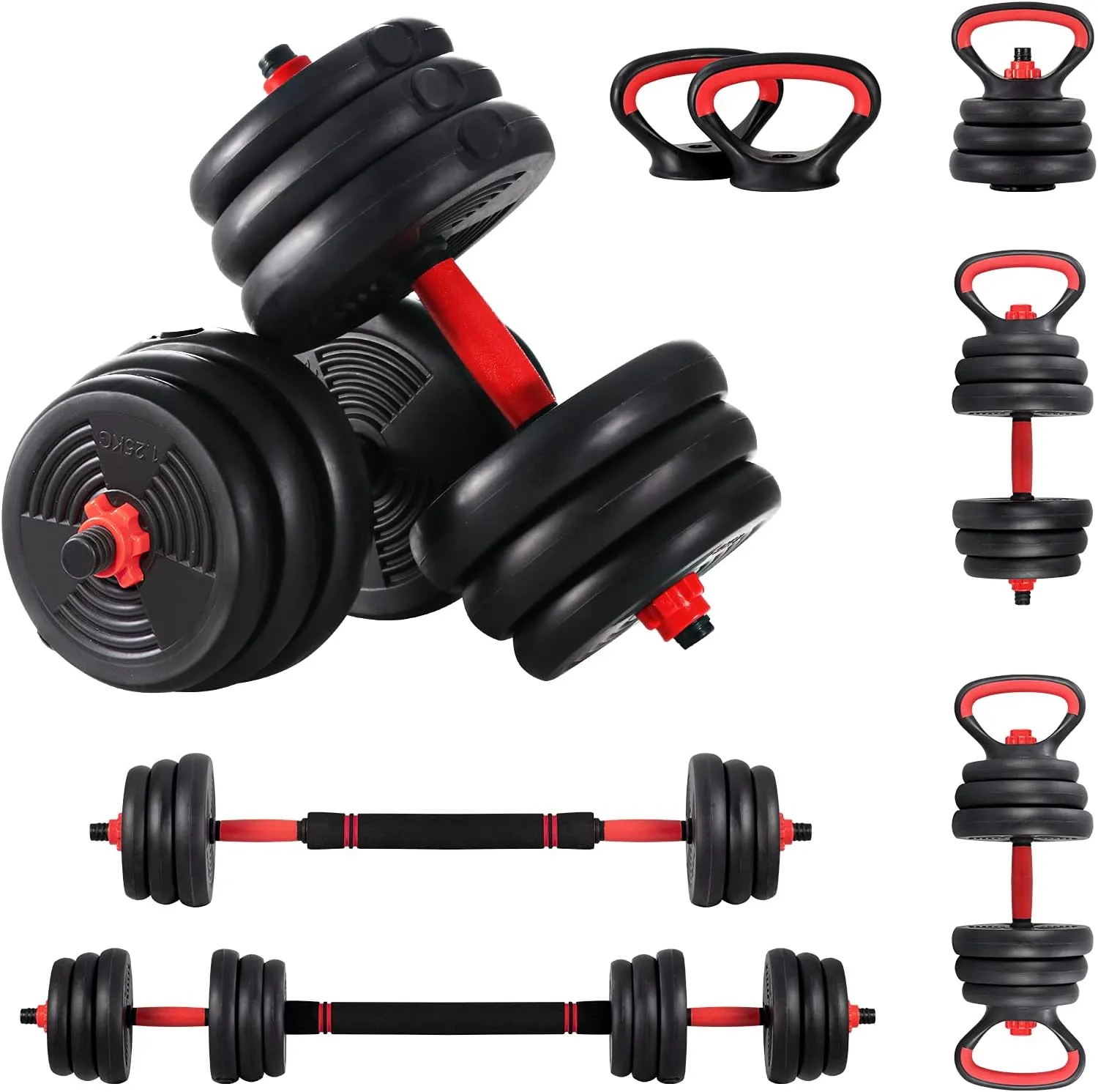 40KG 4 in 1 Adjustable Dumbbell Barbell Kettlebell Set