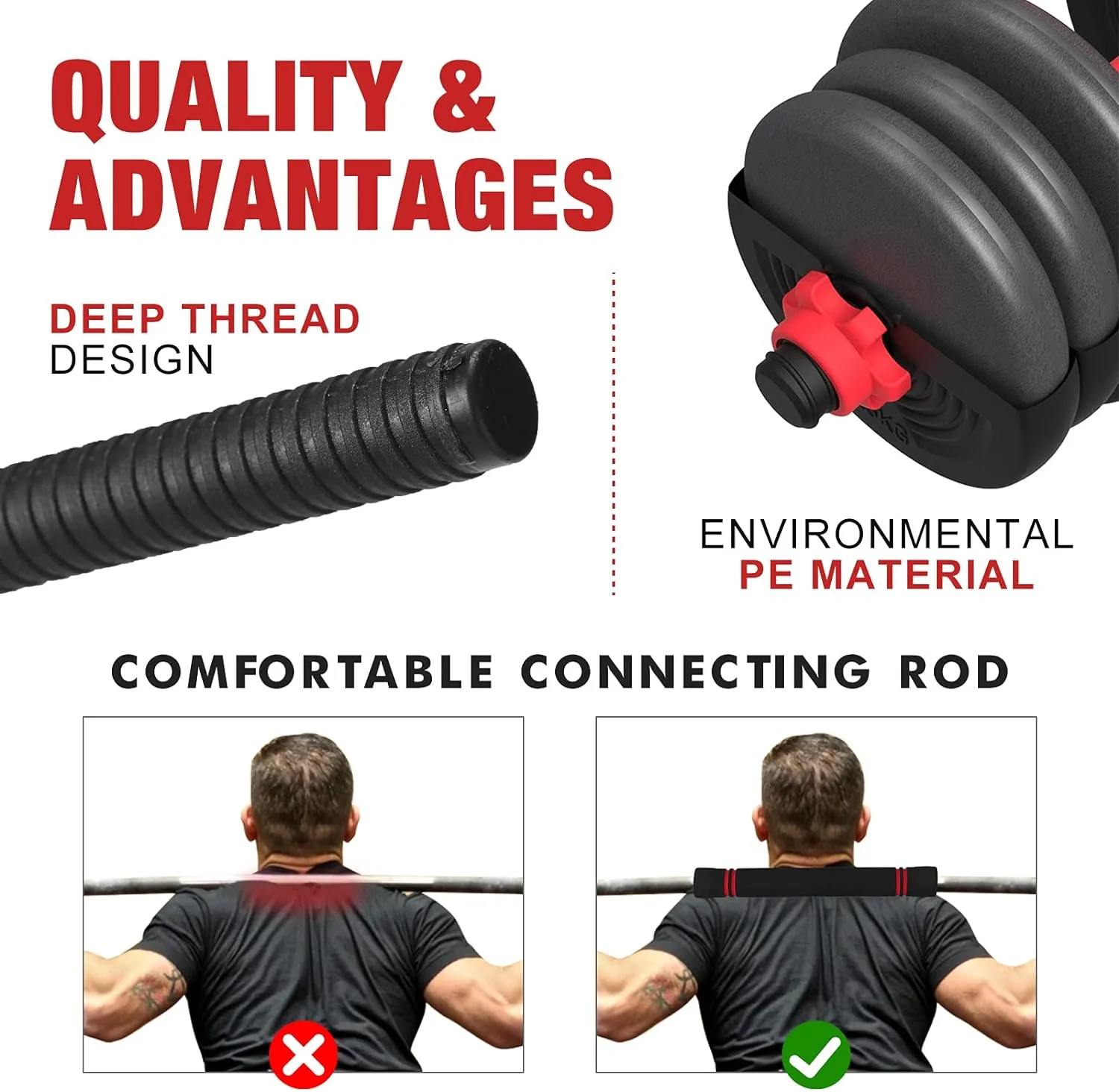 40KG 4 in 1 Adjustable Dumbbell Barbell Kettlebell Set