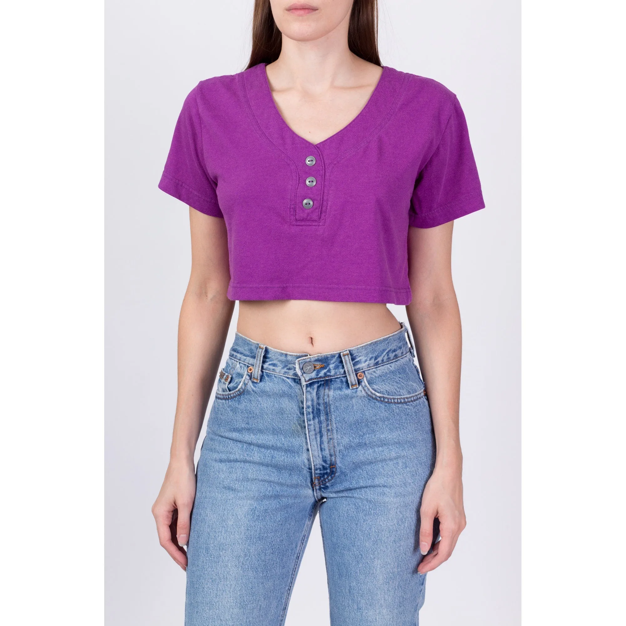 80s Purple Crop Top - Medium