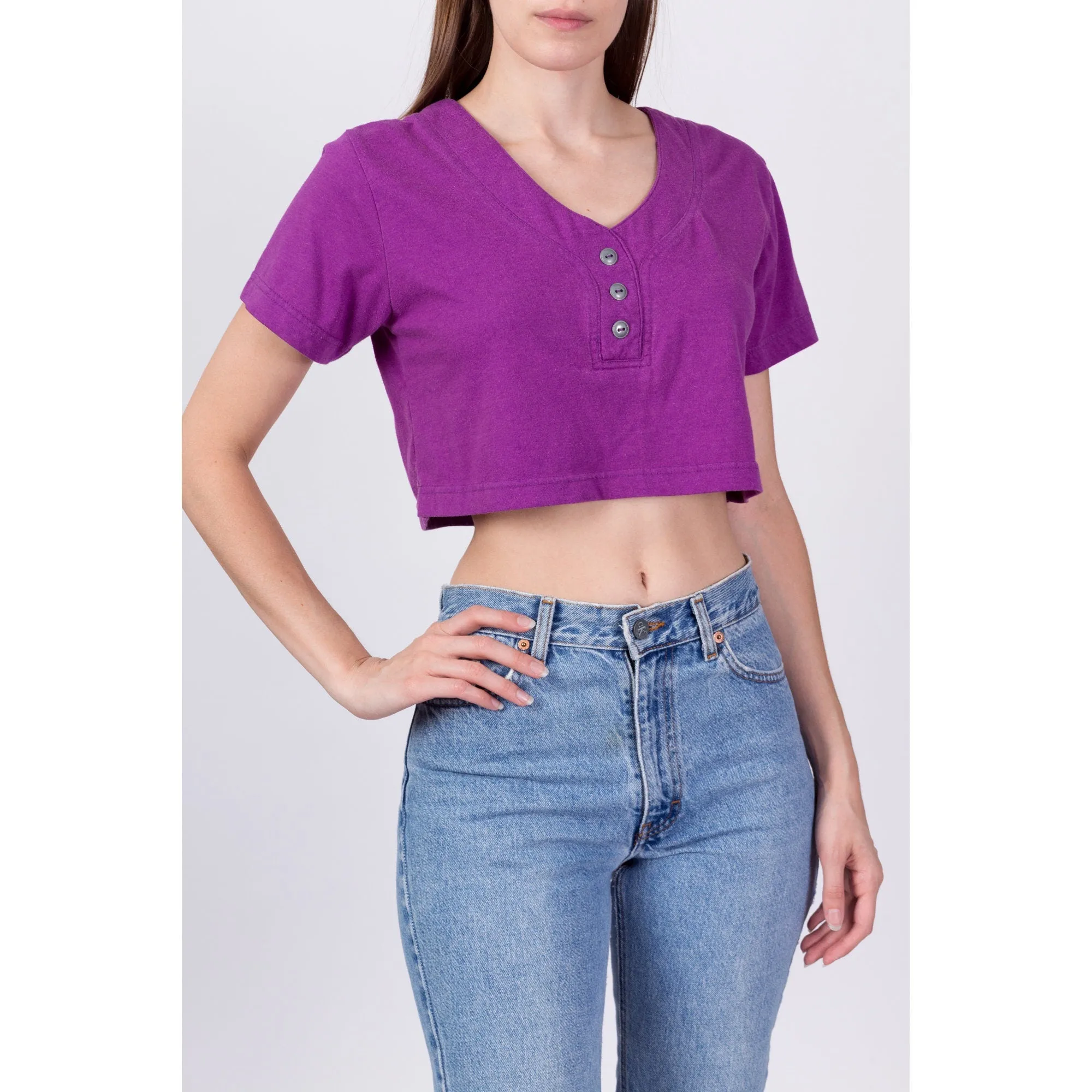 80s Purple Crop Top - Medium