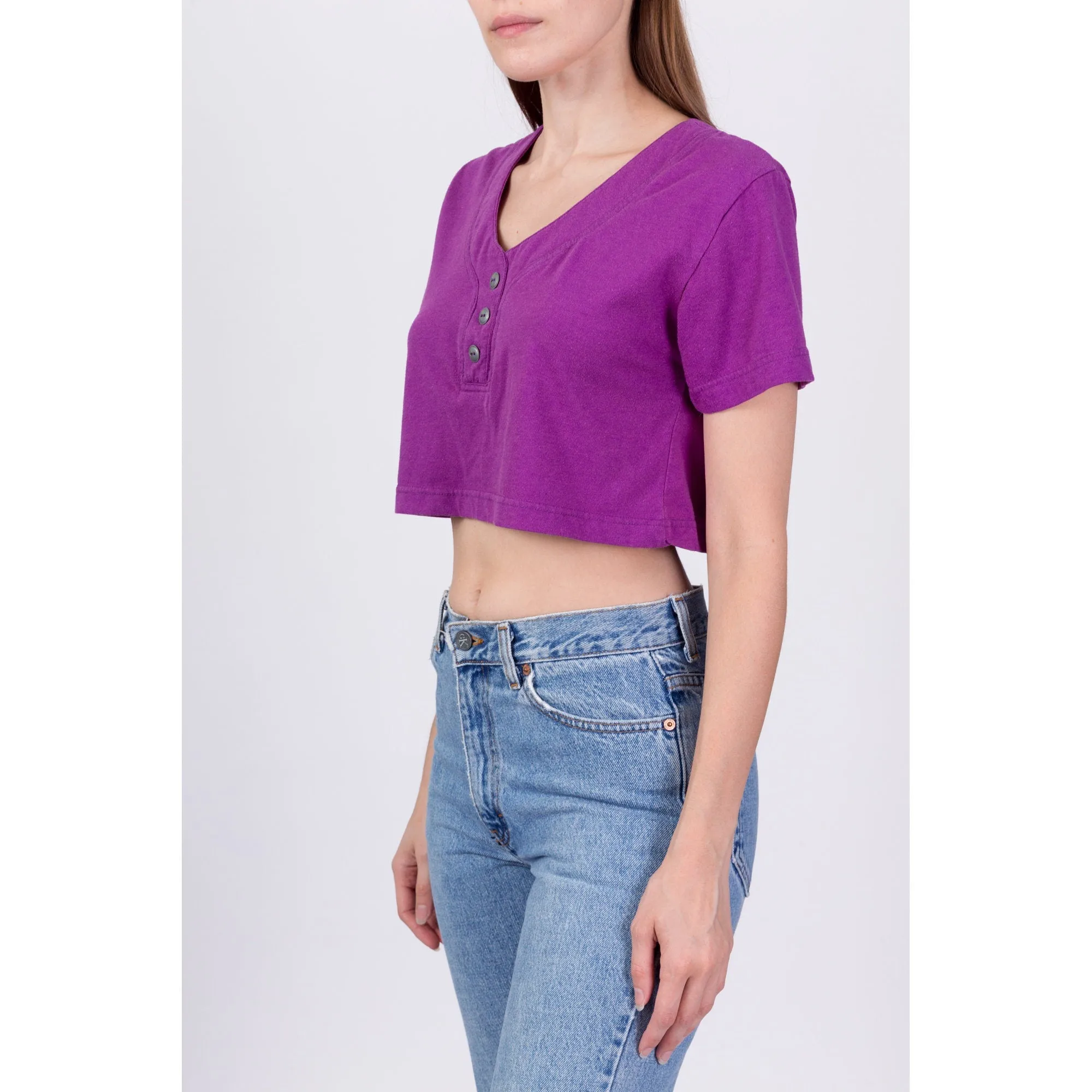 80s Purple Crop Top - Medium