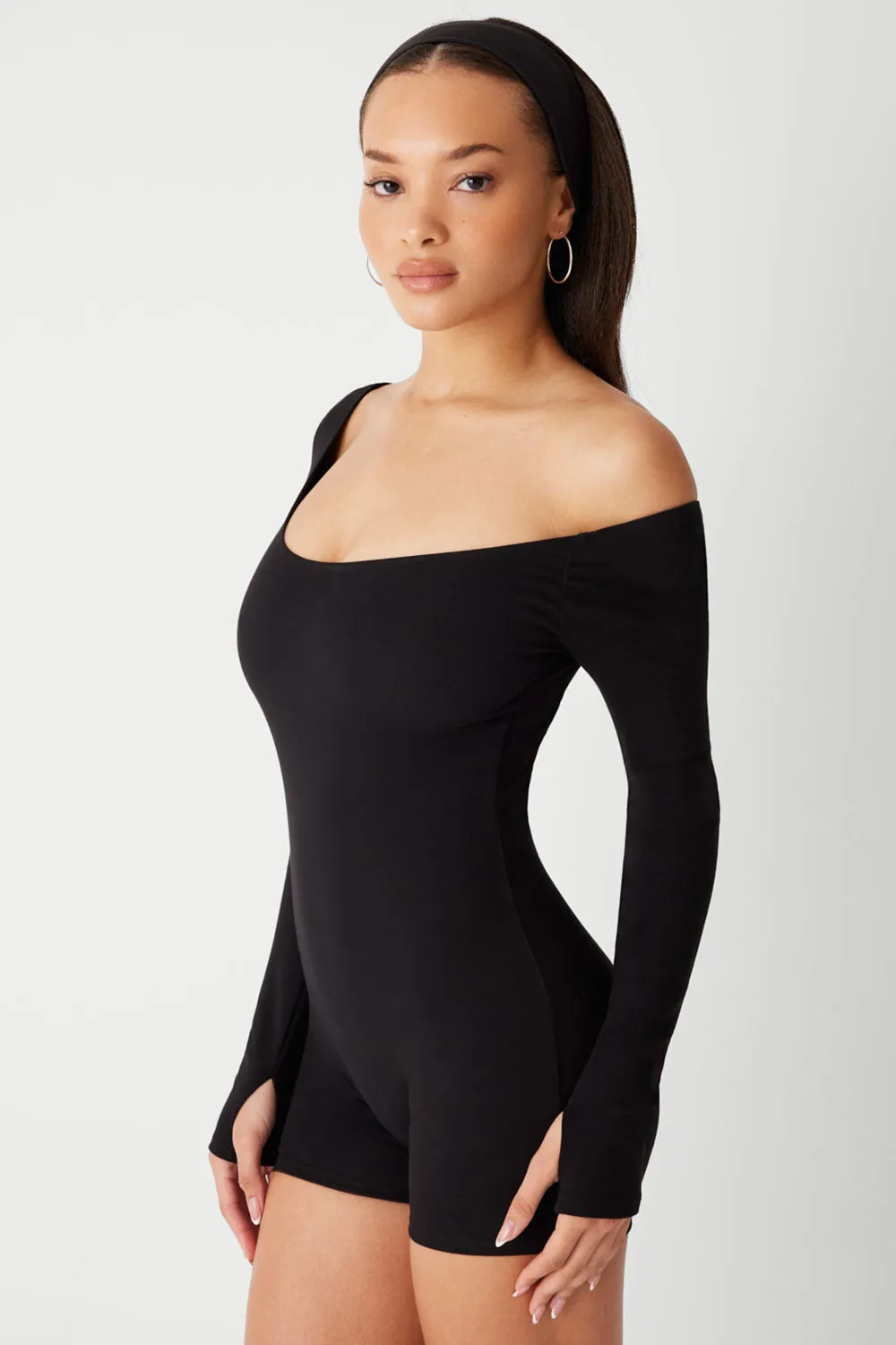 97 One Shoulder Romper - Black