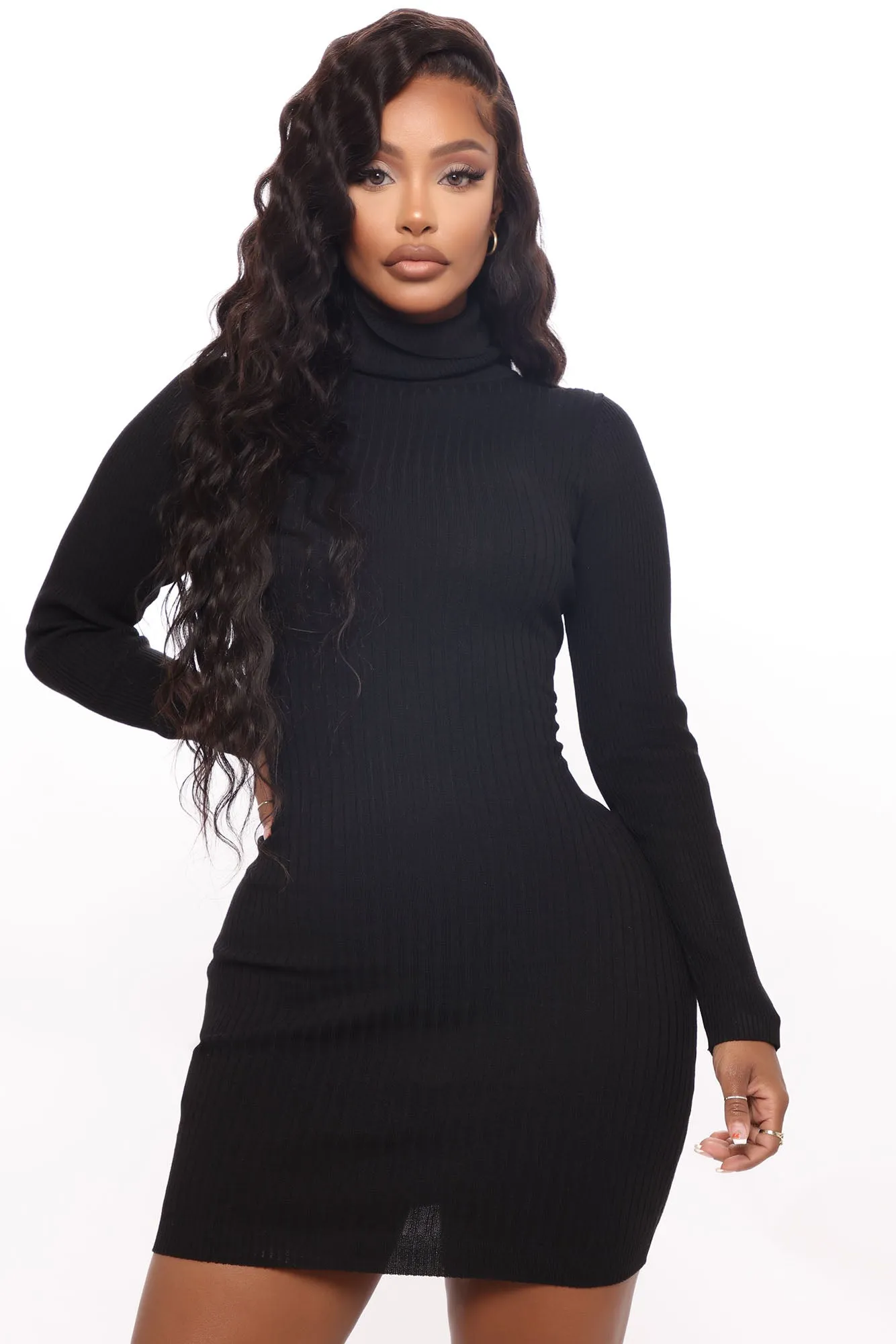 A Bone To Pick Ribbed Mini Dress - Black