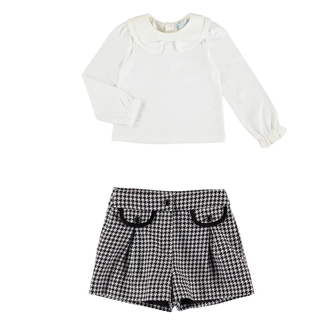 ABEL & LULA - Houndstooth Shorts & Blouse - Off White