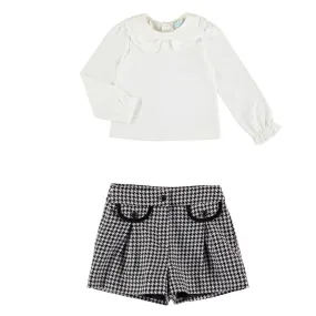 ABEL & LULA - Houndstooth Shorts & Blouse - Off White