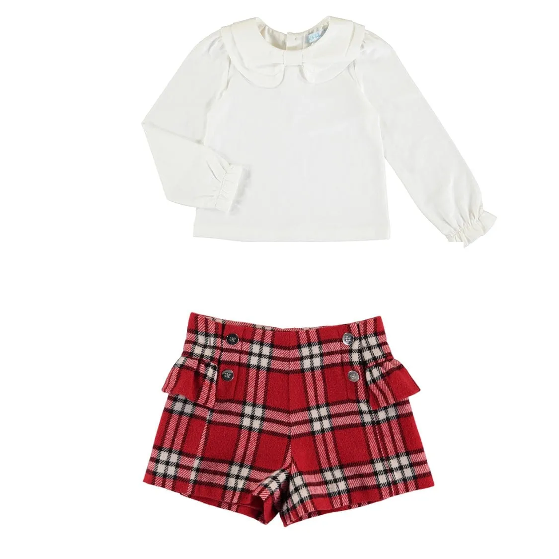 ABEL & LULA - Plaid Shorts & Blouse - Off White