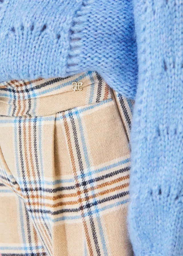 ABEL & LULA - Plaid Shorts & Embroidered Blouse - Blue