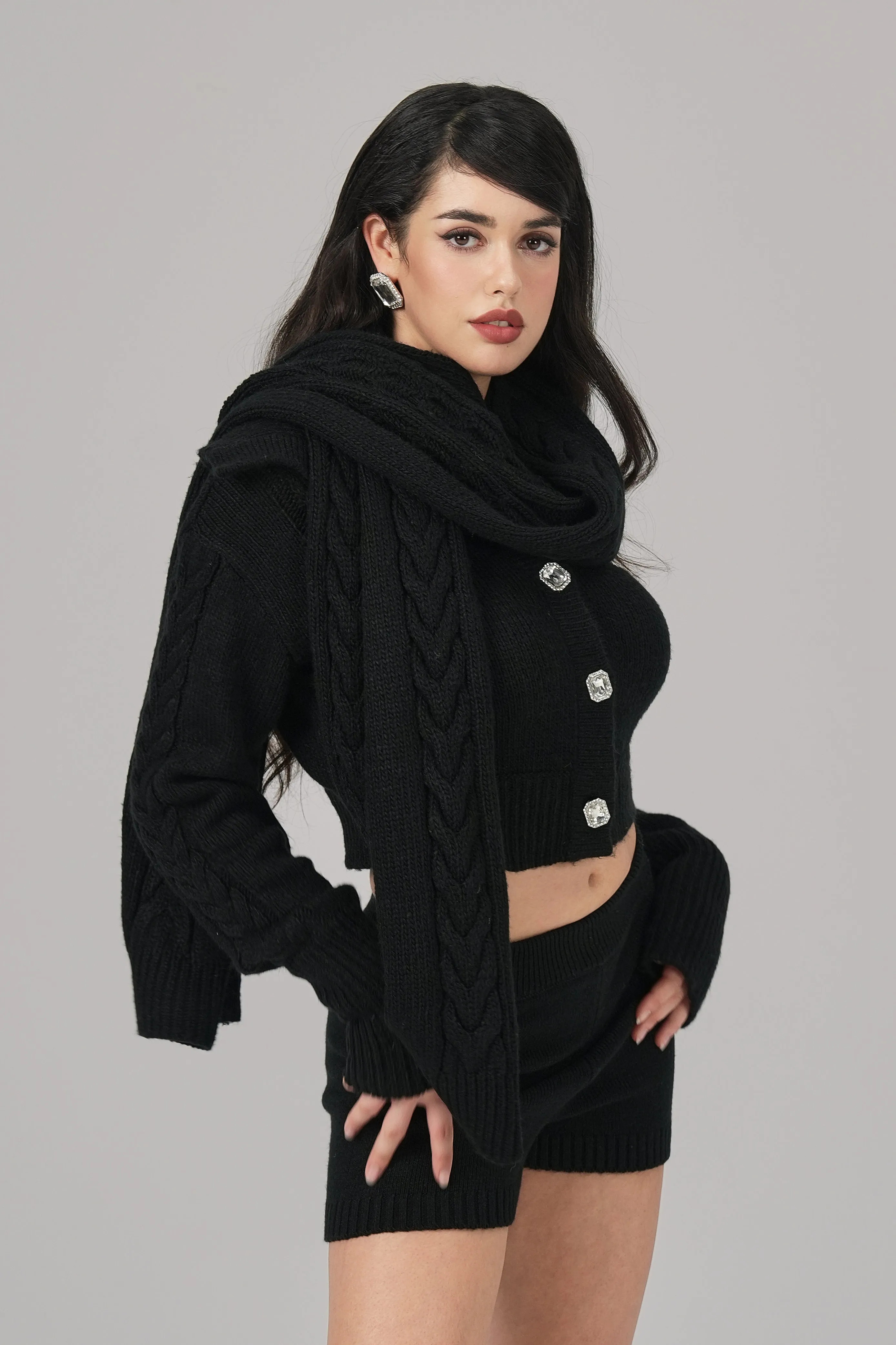 Addison Coat   Scarf Set (Black)