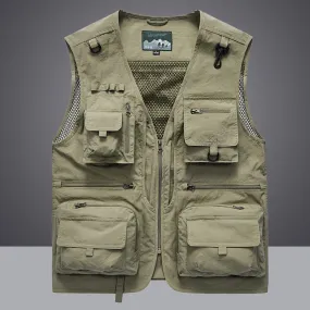 Advbridge Summer Men Unloading Tactical Vest Coat Casual Men&#39;s Photographer Waistcoat Mesh Work Sleeveless Jacket Tools Pocket Vest 5XL