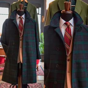 Aidase Green Woolen Plaid Overcoat Men Suit One Piece Blazer Coat Single Breasted Winter Warm Formal Business Causal Party Tailored