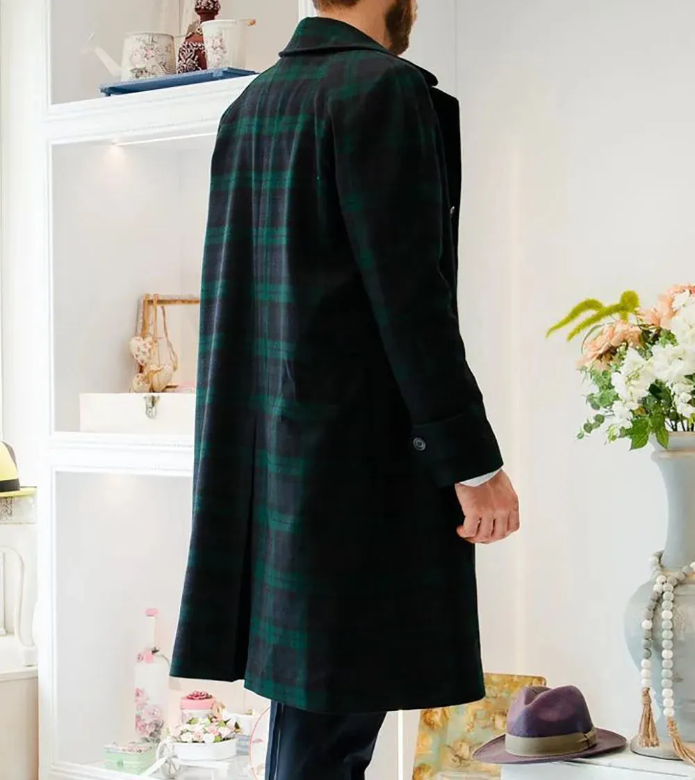 Aidase Green Woolen Plaid Overcoat Men Suit One Piece Blazer Coat Single Breasted Winter Warm Formal Business Causal Party Tailored