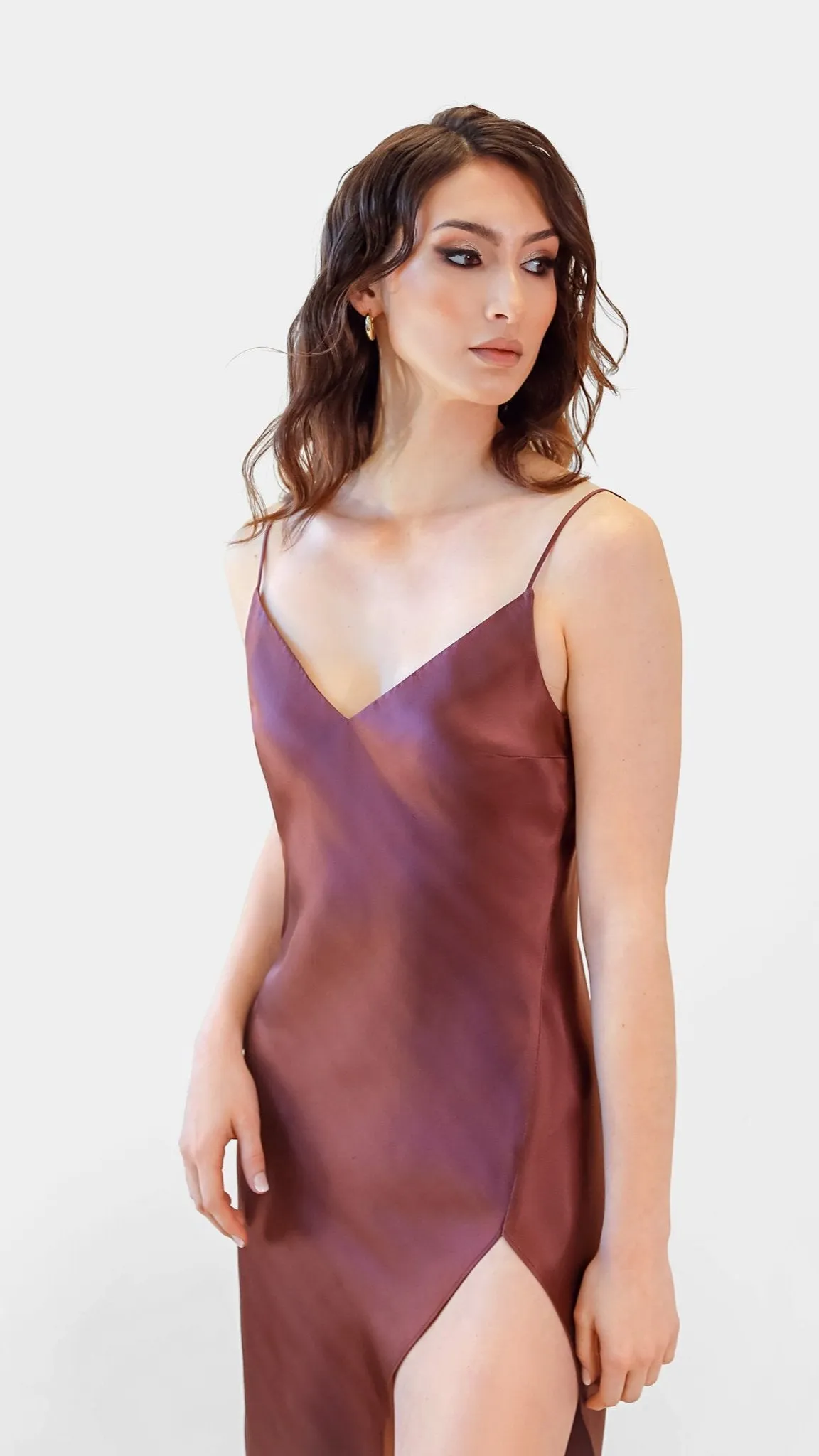 Anastasiya High Slit Silk Dress