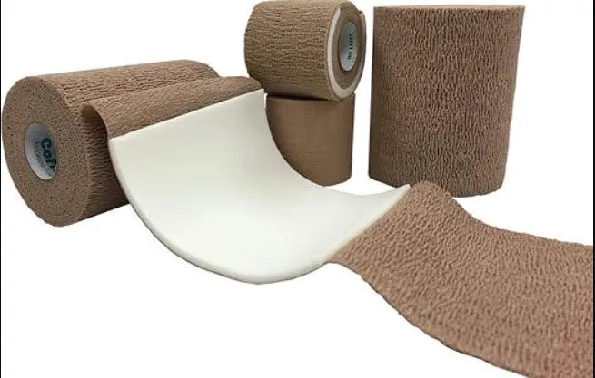 Andover Coflex Afd - Absorbent Foam Dressing & Cohesive Bandage Dressing Absorb Foam W/Sa Wrap4X2.5 Tan Lf 8Rl/Cs