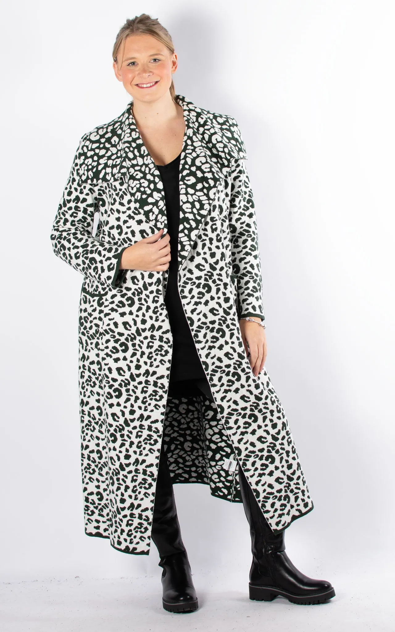 Animal Print Coat | Dark Green