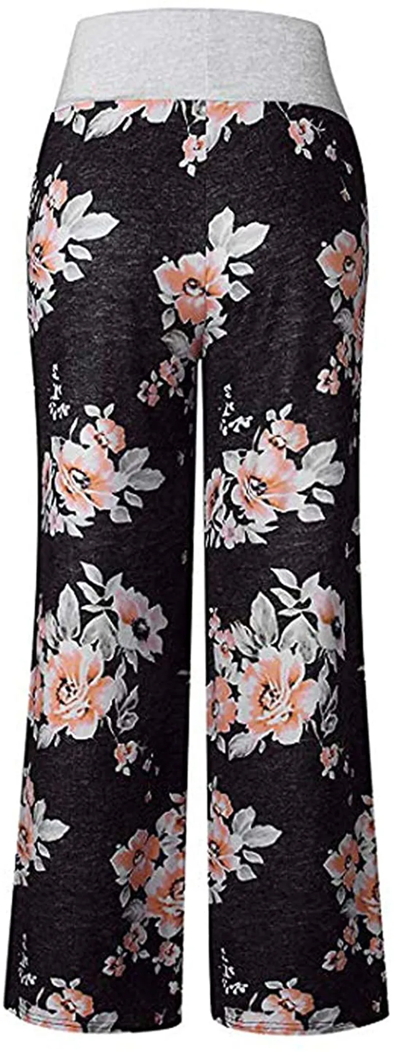 Askwind Women's Floral Print Comfy Stretch Drawstring Palazzo Wide Leg Lounge Pants