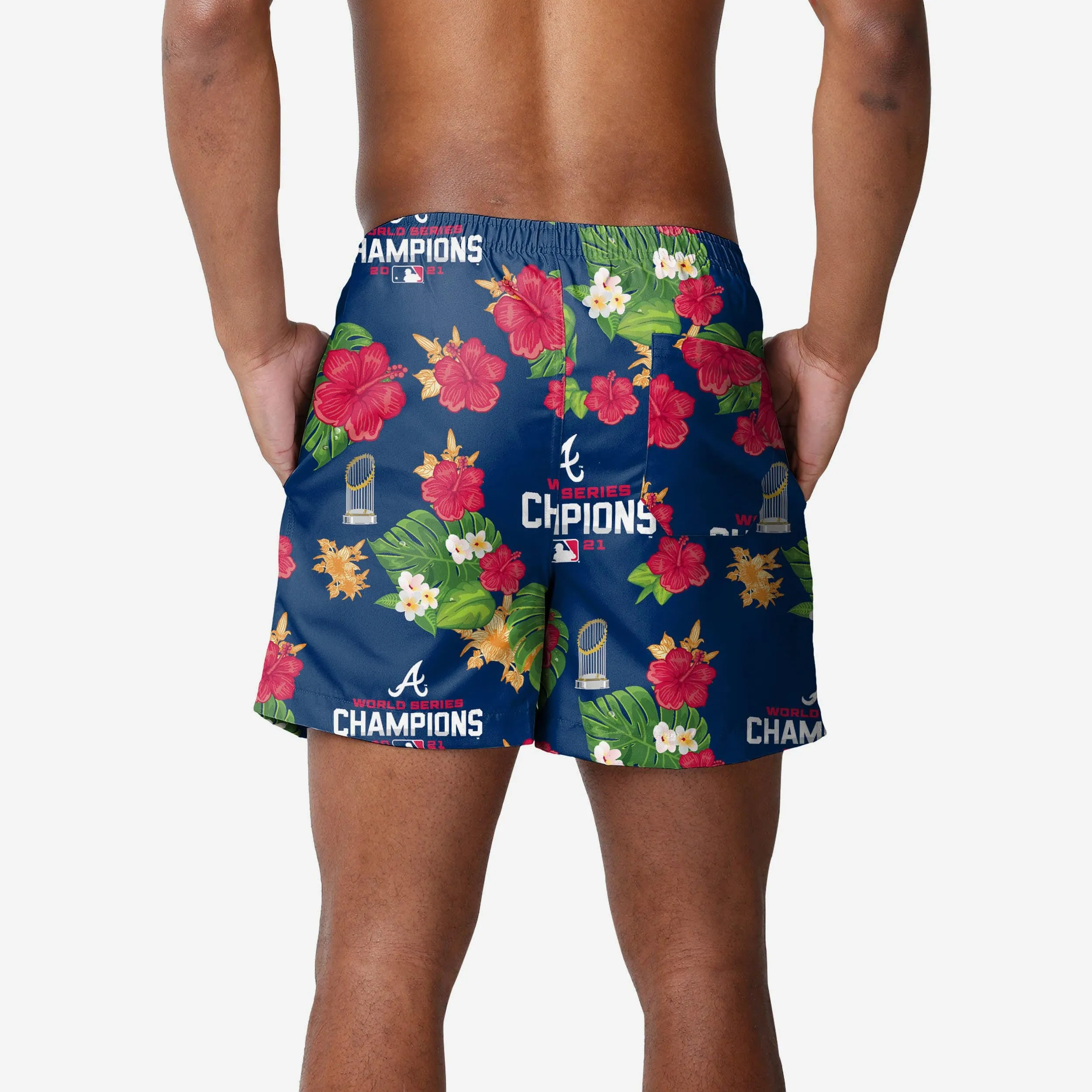 Atlanta Braves 2021 World Series Champions Floral Swimming Trunks