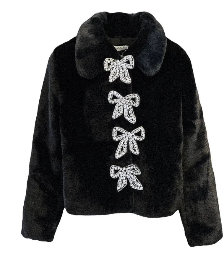 Audrey Black Faux Fur Coat