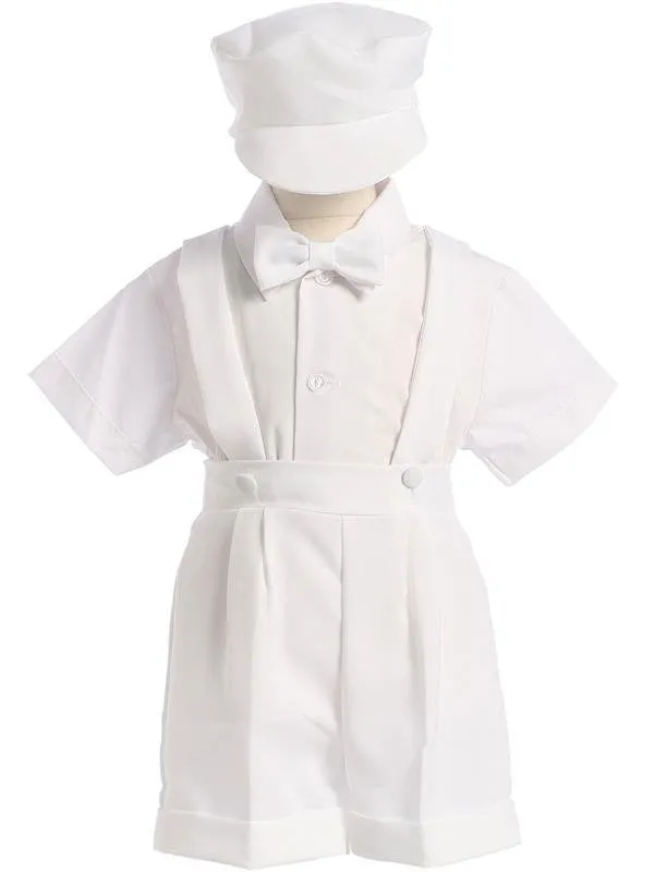 Baby Boys Baptism Outfit w/ Shorts, White (850)