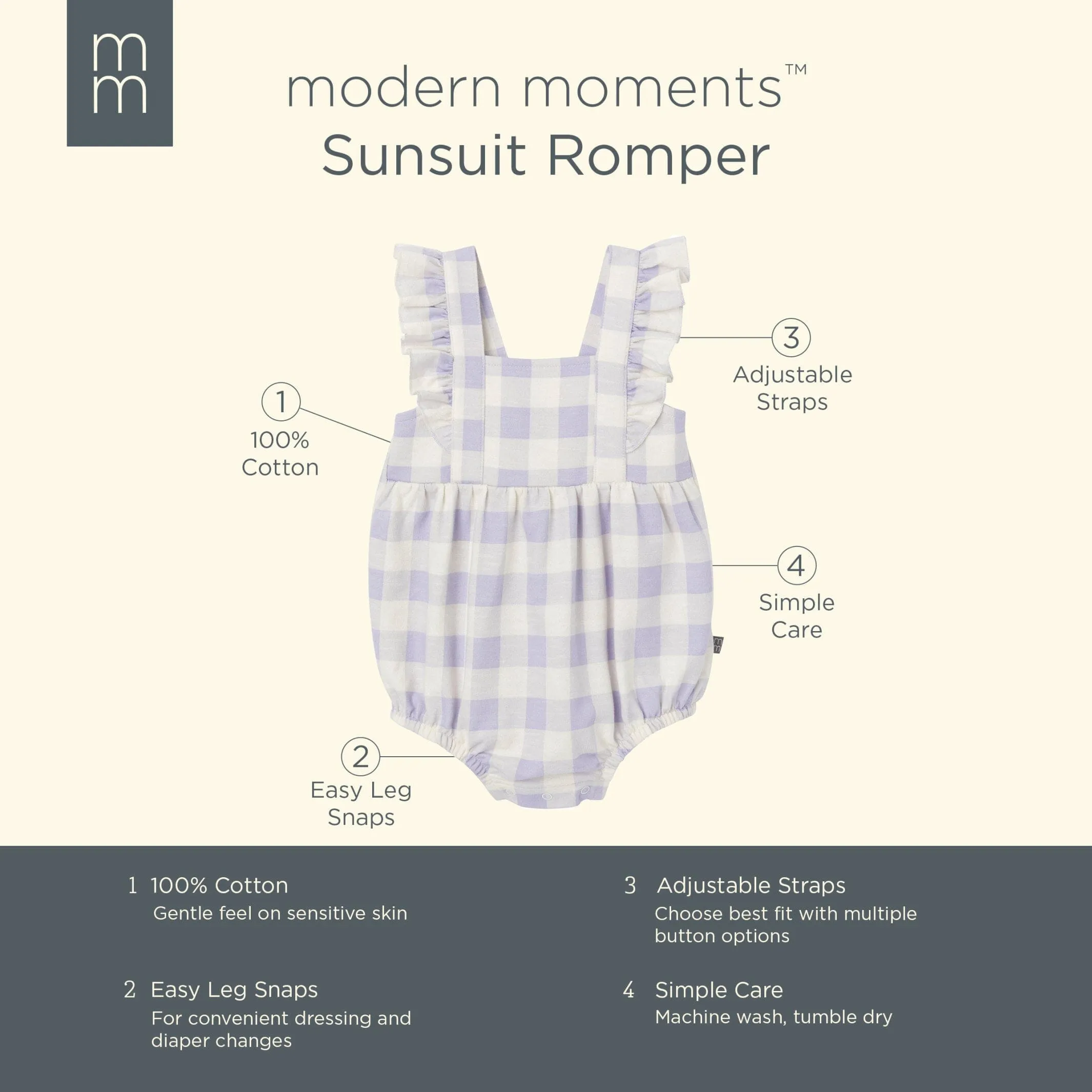 Baby Girls Purple Gingham Romper