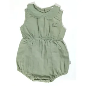 Baby Peter Pan Collared Romper - Mineral Green