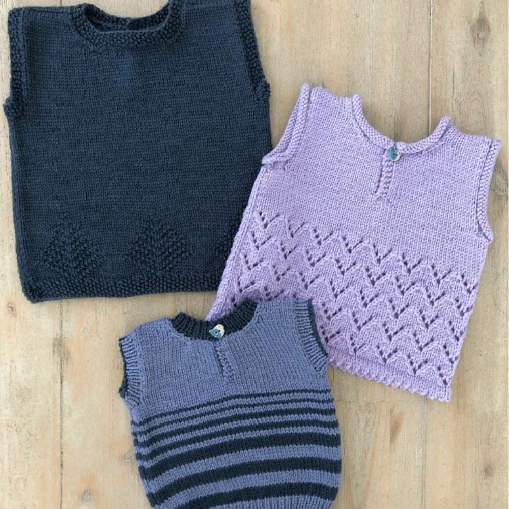 Baby Singlets - Simple, Lacy or Textured Knitting Pattern (K3009)