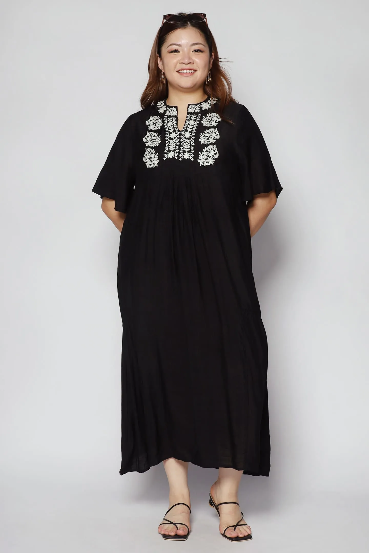 Backorders Fannie Embroidery Dress in Black