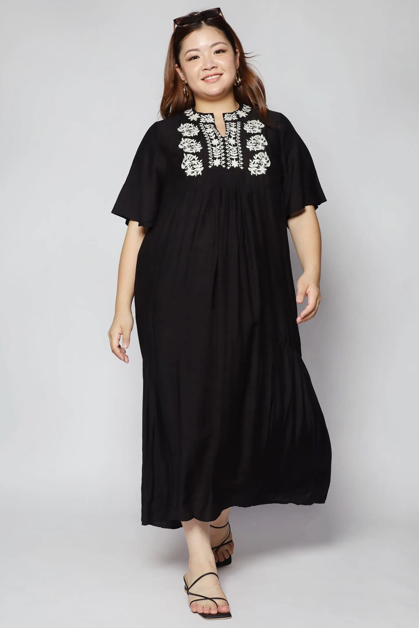 Backorders Fannie Embroidery Dress in Black