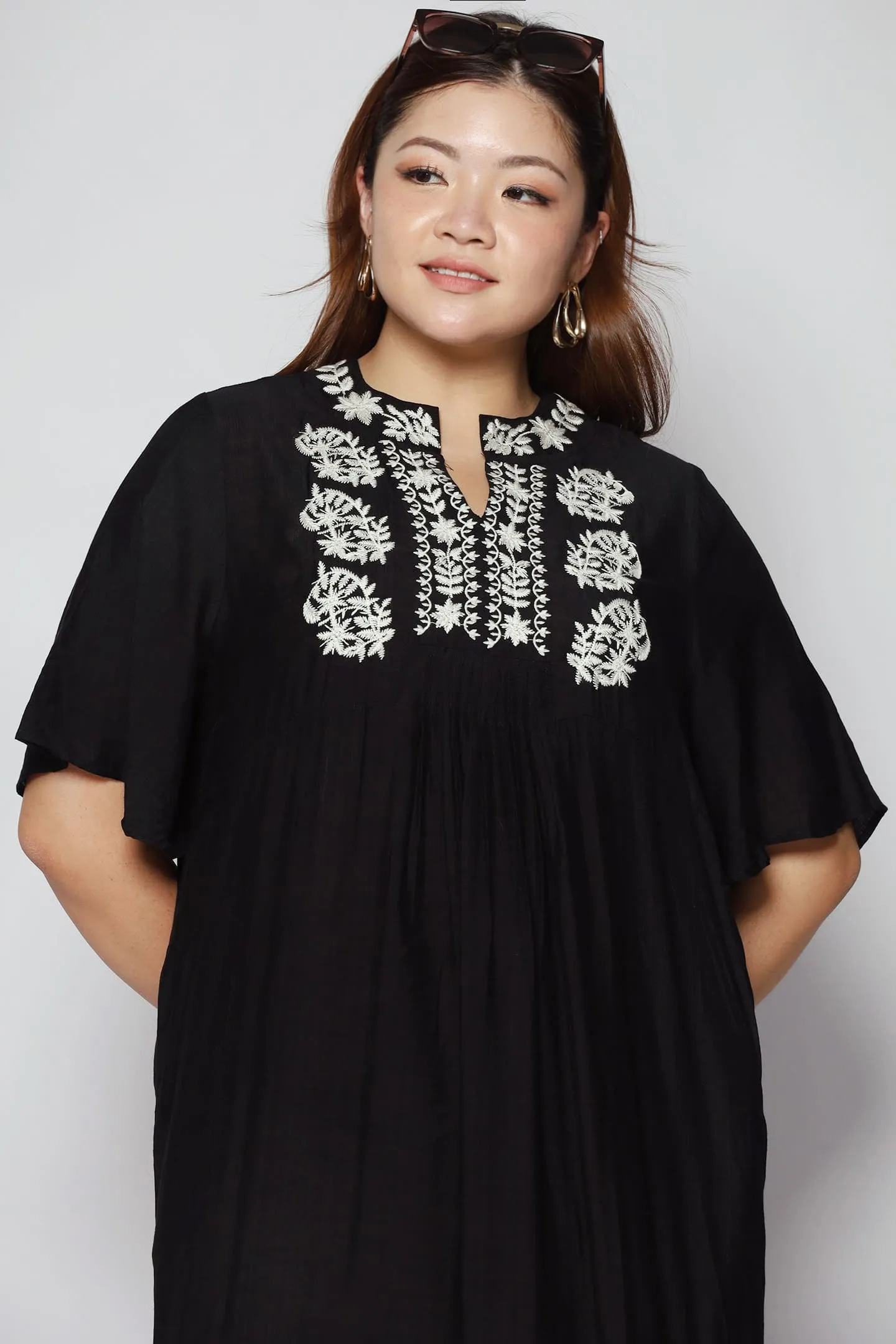 Backorders Fannie Embroidery Dress in Black