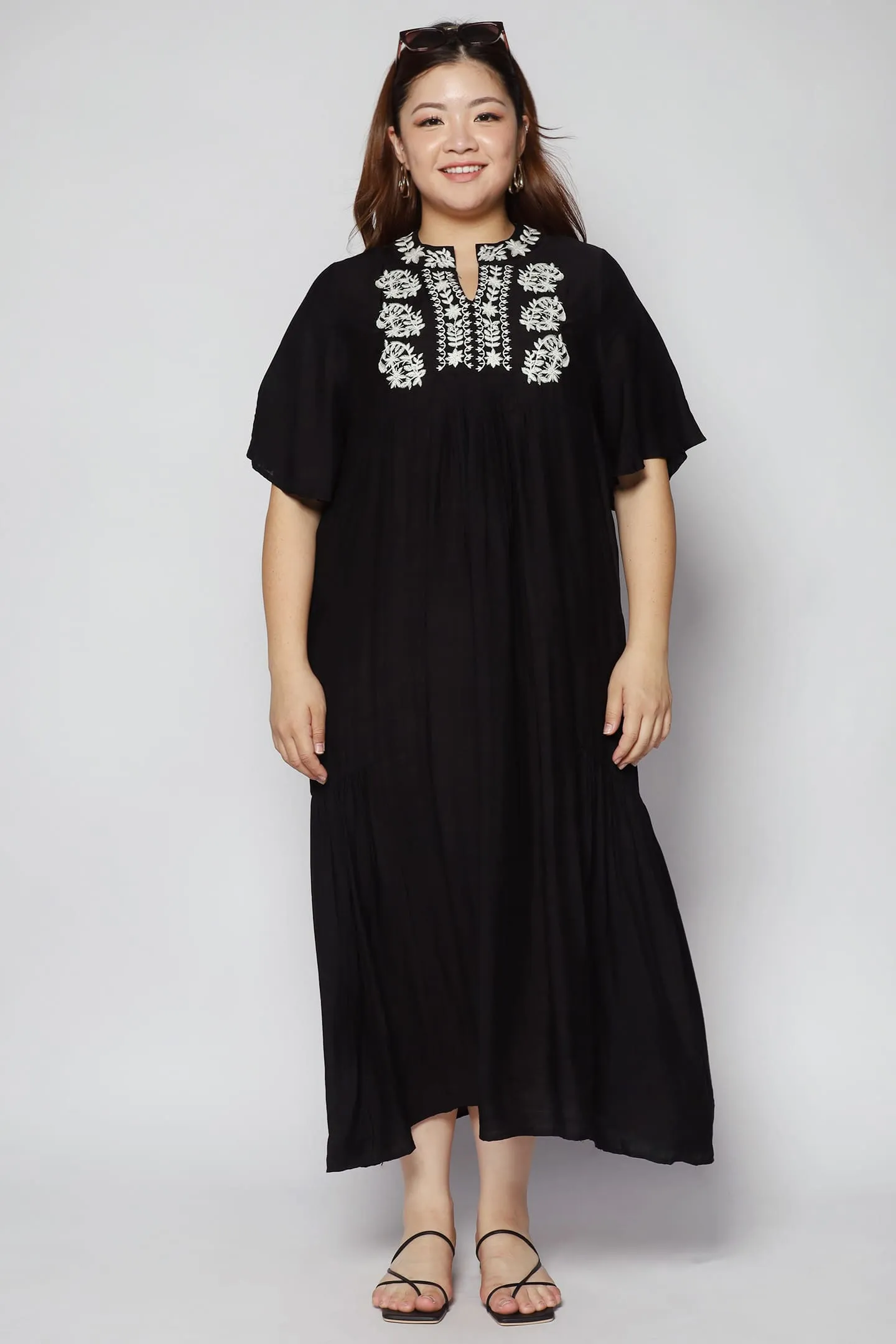 Backorders Fannie Embroidery Dress in Black