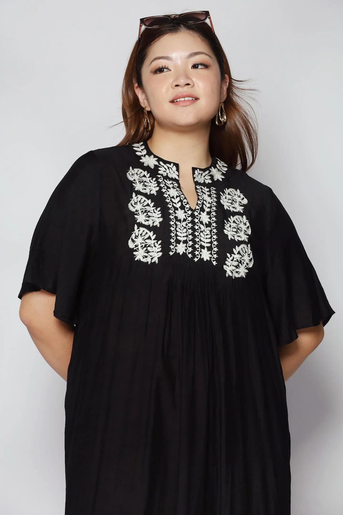 Backorders Fannie Embroidery Dress in Black