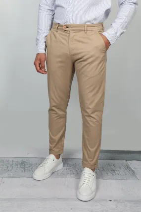 Beige Chino Jogger With Elastic Waist